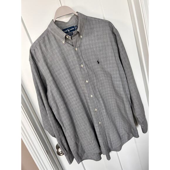 Ralph Lauren Men's Houndstooth‎ Yarmouth Button-Down Shirt Gray Size 16.5 34/35 - Picture 1 of 10